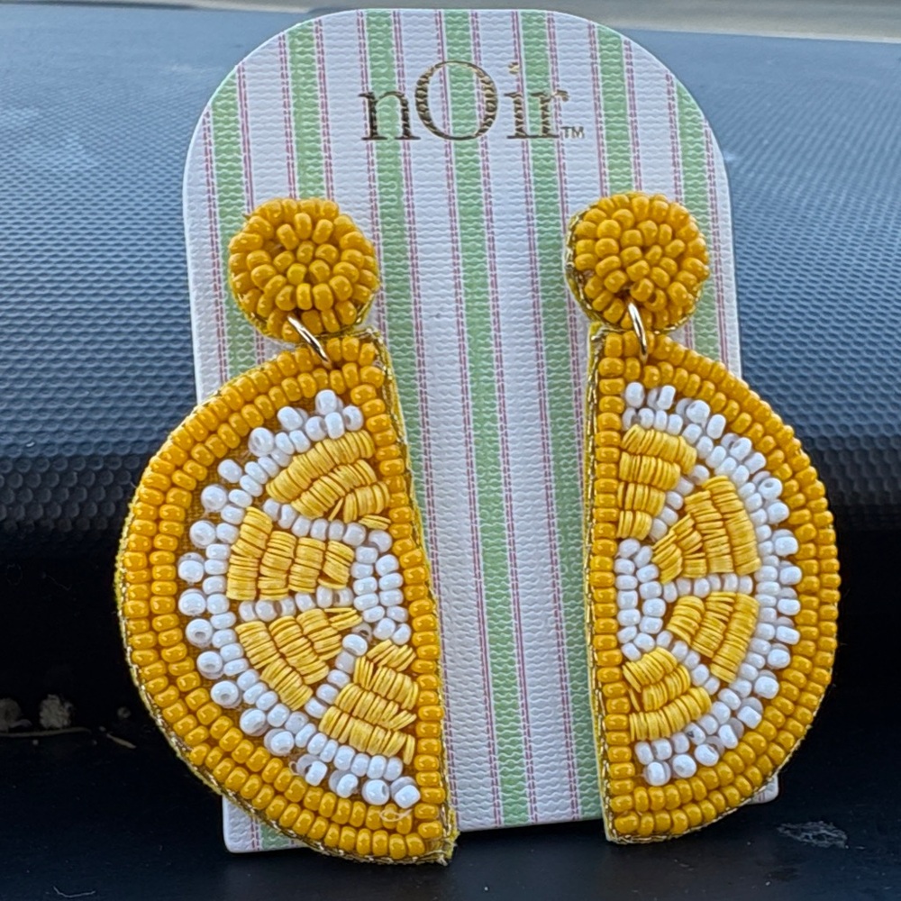 Noir Yellow Beaded Earrings